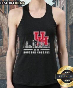 Good 2026 Houston Cougars Football tank top featuring city skyline design and team names for fans and supporters.