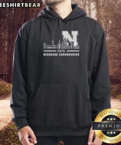 Good 2026 Nebraska Cornhuskers Hoodie featuring city skyline design and all names, perfect for fans and supporters.