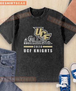 Good 2026 UCF Knights washed t-shirt featuring city skyline design and all names, perfect for fans of the team.