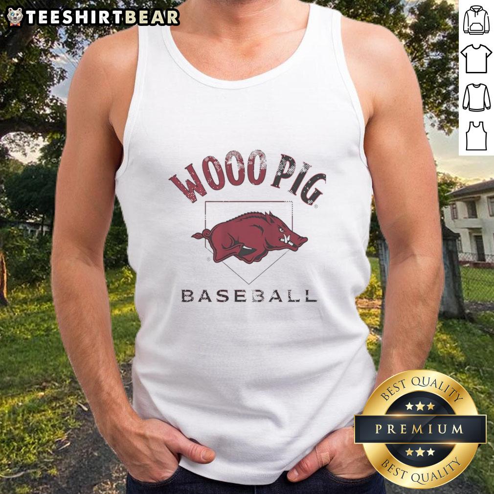 Good Arkansas Razorbacks Baseball Wooo Pig tank top showcasing team spirit and style for fans and supporters.