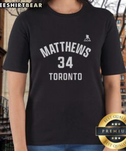 Good Auston Matthews 34 Toronto Maple Leafs ladies tee featuring name and number design for fans.