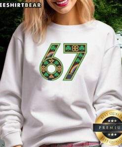 Good Celtic graphic featuring Irish clover shamrock design on St. Patrick's Day sweatshirt for festive wear.