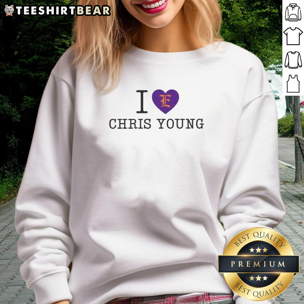 Good East Give Back I Love Chris Young sweatshirt featuring a stylish design for fans of country music.