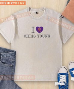 Good East Give Back I Love Chris Young washed t-shirt featuring a stylish design for music fans and charity supporters.