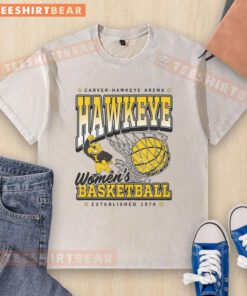 Good Hawkeye WBB Max Collegiate Washed T-Shirt in black, featuring logo and relaxed fit, perfect for fans of women's basketball.