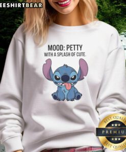 Good Stitch Mood Petty sweatshirt in soft fabric with cute design, perfect for casual outfits and cozy vibes.