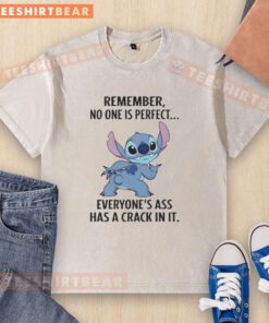 Alt Text: Good Stitch washed t-shirt with humorous quote: 'No ones perfect, everyones ass has a crack in it.'