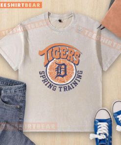 Alt Text: Hot Detroit Tigers Spring Training Grapefruit Washed T-Shirt in vibrant colors, perfect for baseball fans.