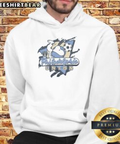 Hot Peanuts Snoopy X Philadelphia Union hoodie featuring vibrant graphics and cozy design, perfect for fans.