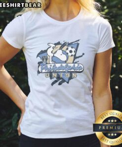 Hot Peanuts Snoopy X Philadelphia Union Ladies Tee featuring a vibrant design perfect for fans and casual wear.