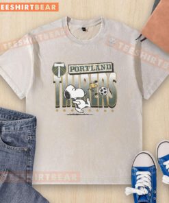 Hot Peanuts Snoopy X Portland Timbers washed t-shirt featuring iconic Snoopy design and vibrant team colors.
