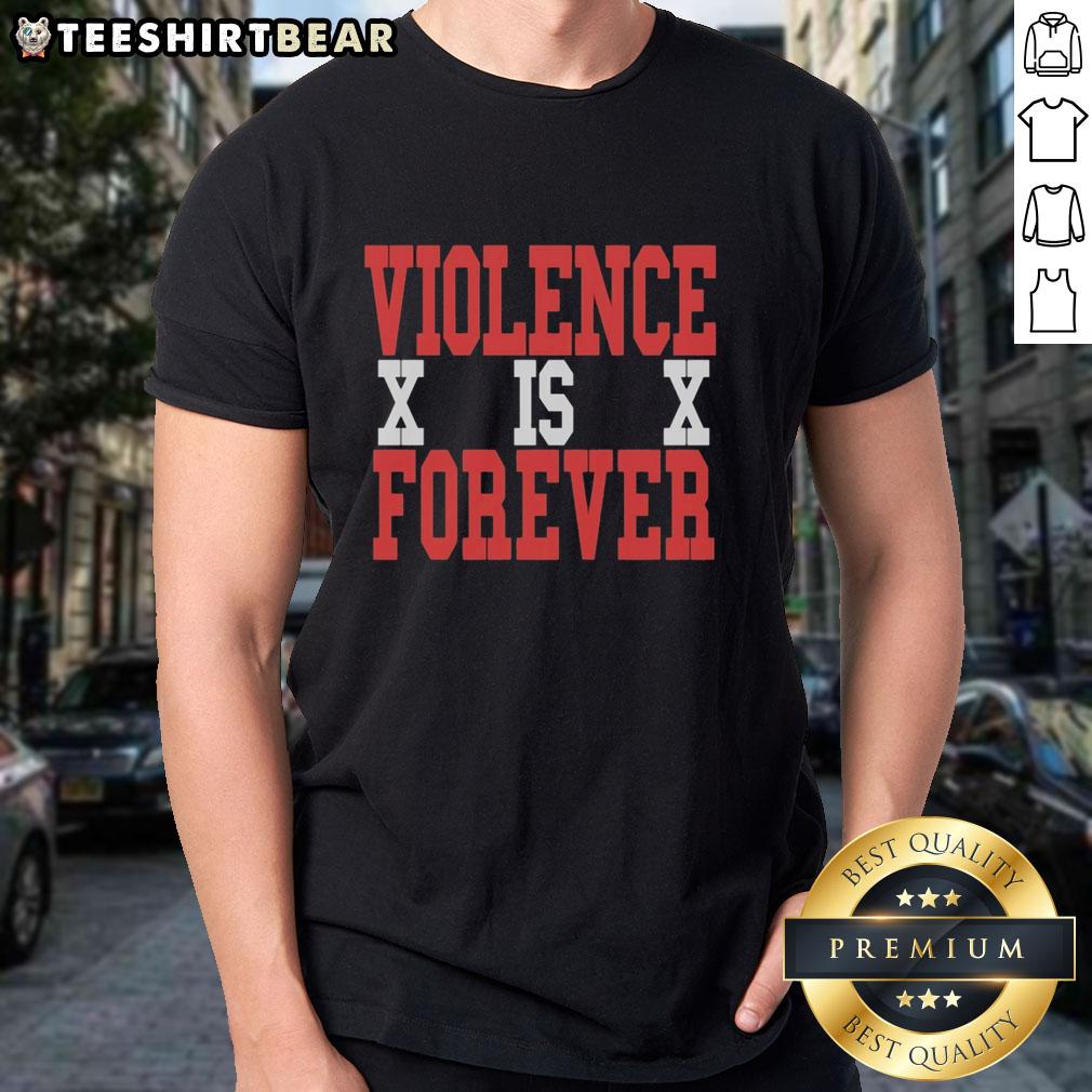 Hot Violence X Is X Forever T-Shirt featuring bold graphic design and vibrant colors, perfect for streetwear enthusiasts.