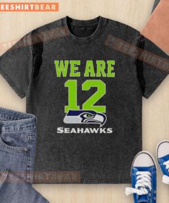 Seattle Seahawks washed t-shirt featuring 'Hot We Are 12' slogan, perfect for fans celebrating team spirit.