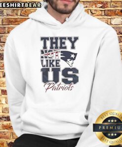 Nice New England Patriots hoodie featuring 'They Not Like Us' logo, perfect for fans showing team spirit.