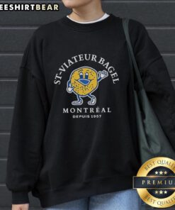 Cozy Nice St-Viateur Bagel Montreal sweatshirt featuring iconic bagel design, perfect for food lovers and fashion enthusiasts.