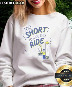 Cozy 'Nice Too Short To Ride This Ride' sweatshirt displayed on a model, perfect for casual wear and amusement park outings.