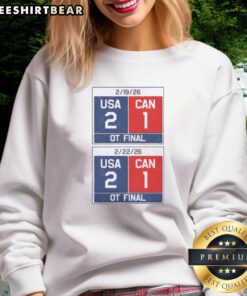 2026 Champions USA vs Canada sweatshirt featuring USA Hockey logo in vibrant colors, perfect for fans.