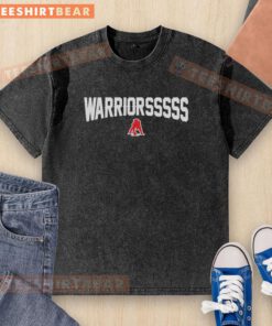 Nice Warriors NE Patriot logo washed t-shirt featuring a vintage design and soft fabric for a casual look.