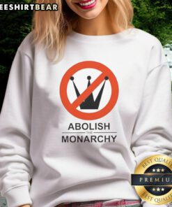 Official Abolish The Monarchy Resist Sweatshirt in black, featuring bold white text for activism and awareness.