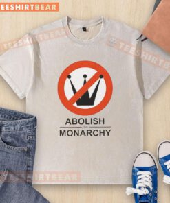 Alt Text: Official Abolish The Monarchy Resist washed t-shirt featuring bold graphics and a casual style for activism enthusiasts.
