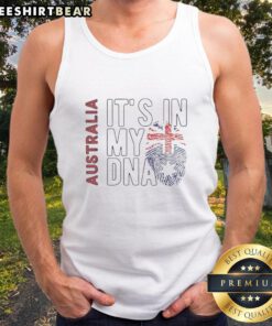 Alt Text: Official Australia It's In My DNA fingerprint flag tank top showcasing vibrant design and national pride.