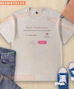 Official Barb Verification 'Im Not A Robot' washed t-shirt in soft fabric, perfect for casual wear and stylish statements.