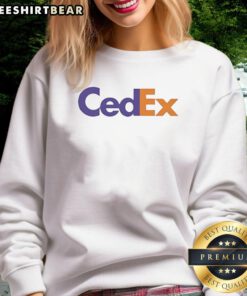 Official Cedex FedEx parody logo meme sweatshirt featuring a humorous design for fans of playful fashion.