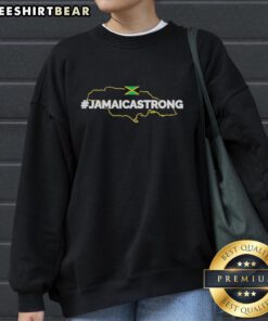Official Jamaica Strong Map Sweatshirt showcasing a vibrant Jamaica map design on a cozy, stylish hoodie.