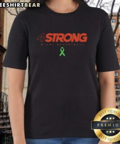 Official Miami Hurricanes Basketball 4 Strong Ladies Tee featuring team colors and logo for female fans.