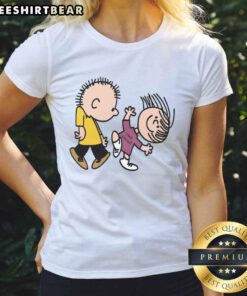 Official Peanuts Greatest Hits tee featuring Linus and Lucy, perfect for fans of classic cartoon music and nostalgia.