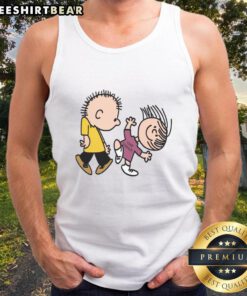 Official Peanuts Greatest Hits tank top featuring Linus and Lucy design, perfect for fans of classic cartoons and music.
