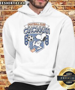 Official Peanuts Snoopy X FC Cincinnati hoodie featuring vibrant graphics and cozy design for fans and collectors.