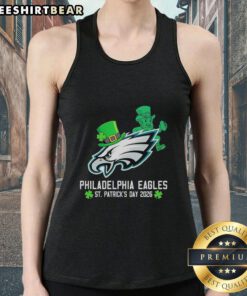 Official Philadelphia Eagles Football St. Patrick's Day 2026 tank top featuring vibrant green design and team logo.