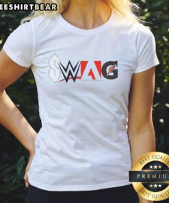 Official SWAG It's Morally Correct to Pirate Adobe Products logo on a women's tee, perfect for creative rebels and artists.