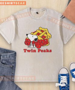 Official Snoopy Twin Peaks Washed T-Shirt featuring a vintage-style graphic of Snoopy in a scenic landscape.