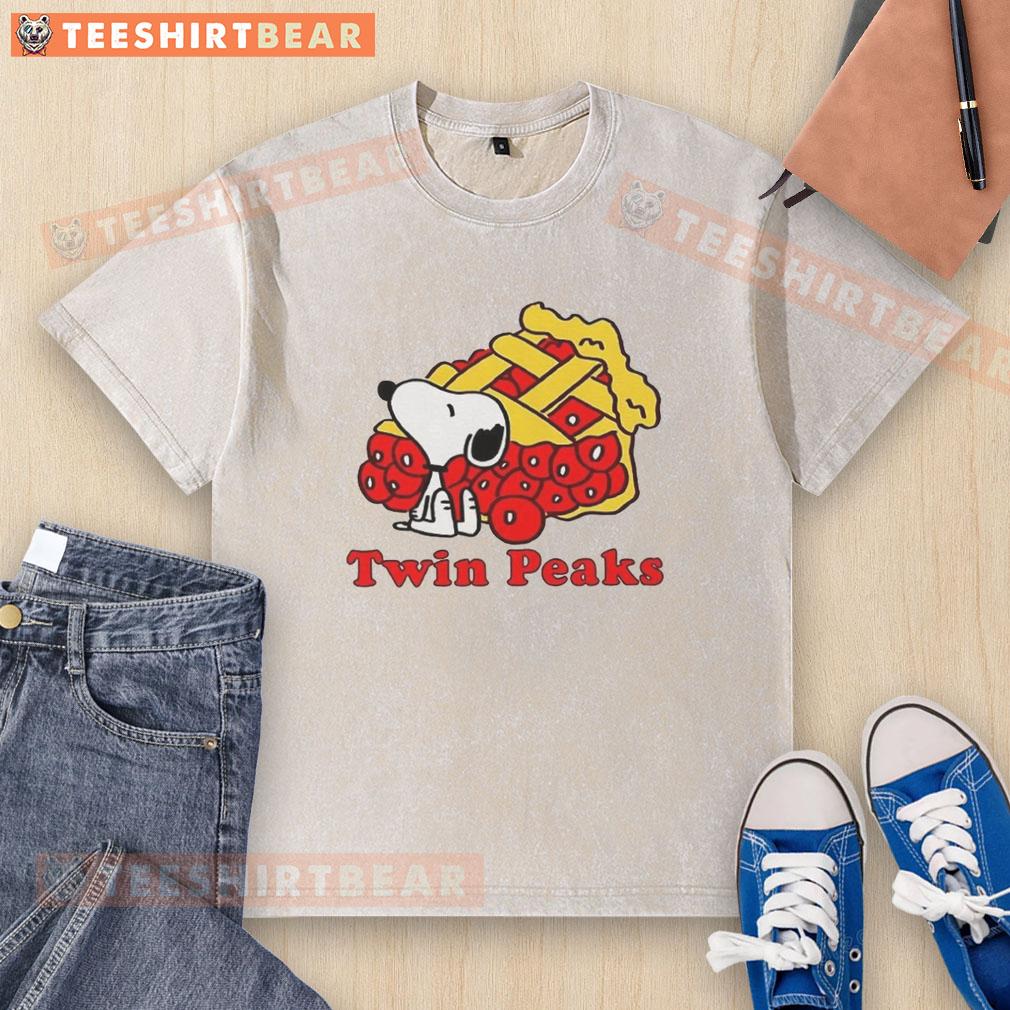 Official Snoopy Twin Peaks Washed T-Shirt featuring a vintage-style graphic of Snoopy in a scenic landscape.