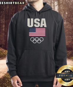 Official Team USA Flag Olympic Golf Hoodie featuring vibrant colors and emblem, perfect for fans and athletes.