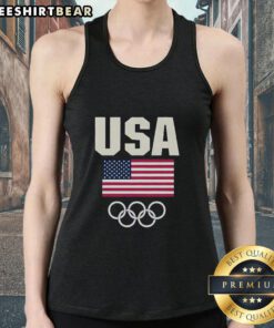 Official Team USA Flag Olympic Golf Tank Top featuring vibrant colors and patriotic design for golf enthusiasts.