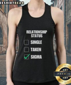 Alt Text: Original Relationship Status Single Taken Sigma Tank Top in black, perfect for casual wear and expressing personality.