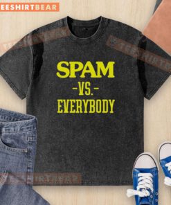 Original Spam Vs Everybody washed t-shirt featuring bold graphics and a stylish design for casual wear.