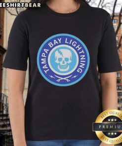 Alt Text: Original Tampa Bay Lighting 2026 Skull Logo ladies tee featuring a stylish design for fans and fashion lovers.
