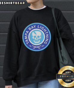 Alt Text: Original Tampa Bay Lightning 2026 skull logo sweatshirt featuring a bold design for hockey fans.
