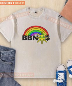 Premium Bbnos Rainbow Graphic Washed T-Shirt featuring a vibrant rainbow design on a soft fabric.
