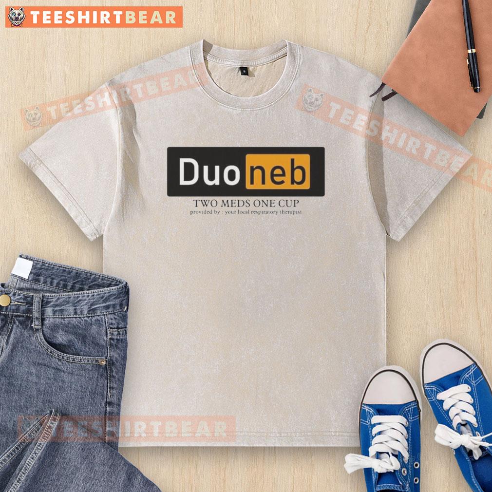 Alt Text: Premium DuoNeb t-shirt featuring a local respiratory therapist logo, perfect for respiratory care awareness.