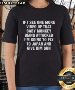 Premium baby monkey graphic tee for women, featuring a humorous quote about playful monkey antics and adventures.