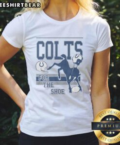 Alt Text: Premium Indianapolis Colts Spirit Script Ladies Tee in navy with stylish script logo, perfect for game day attire.