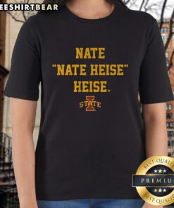 Premium Iowa State Basketball Nate Heise ladies tee featuring vibrant team colors and stylish design for fans.