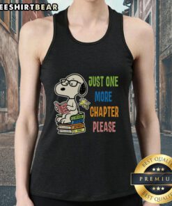 Premium Just One More Chapter Please Snoopy Book Tank Top featuring a playful Snoopy design, perfect for book lovers.