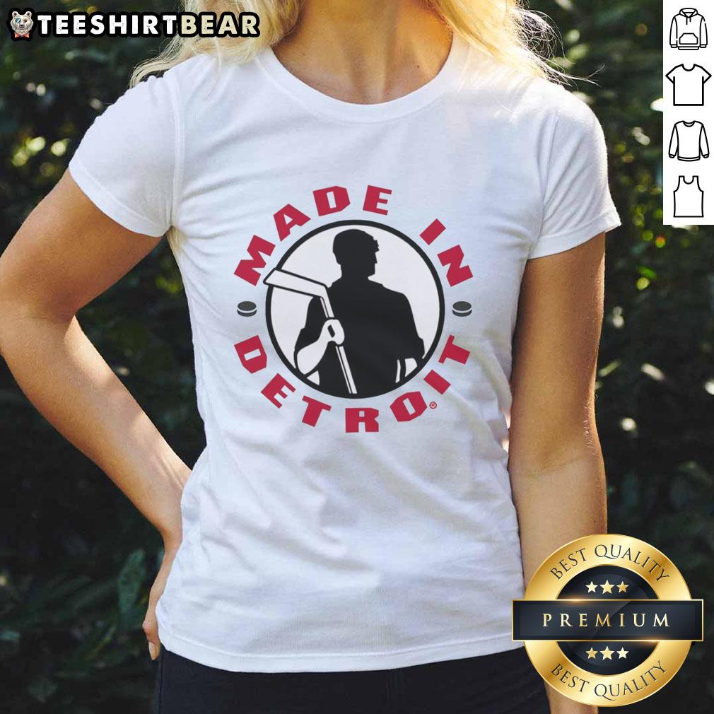 Alt Text: Premium Made in Detroit Red Wings Hockey ladies tee featuring team logo and stylish design for fans.