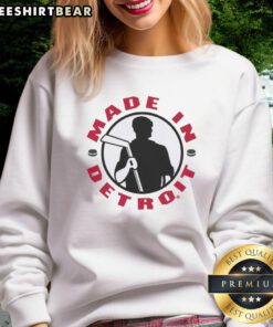 Alt Text: Premium Made in Detroit Red Wings hockey sweatshirt featuring vibrant team colors and logo, perfect for fans.